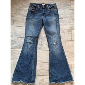 Shyanne Distressed Flare Jeans 30 x 34 Raw Hem Denim 30x34 Boho Country Western